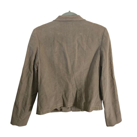 Company Ellen Tracy NWT Faux Suede Embroidered Olive Full Zip Jacket Size 8 - Picture 3 of 8